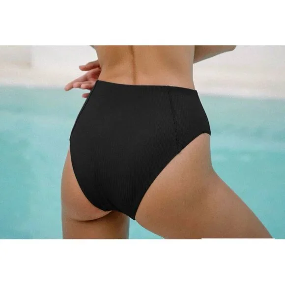 Berlook Black Two Piece Swimsuit Bikini Size Large Moderate Bottoms NEW W Bag
